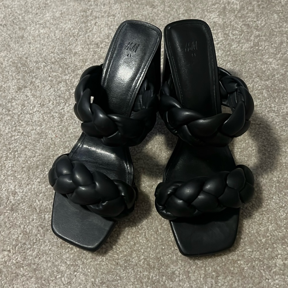 H&M - Braided Slip-in Sandals - Black - Size EU 41